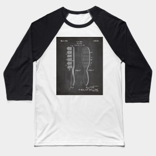 Hair Brush Patent - Salon Art - Black Chalkboard Baseball T-Shirt